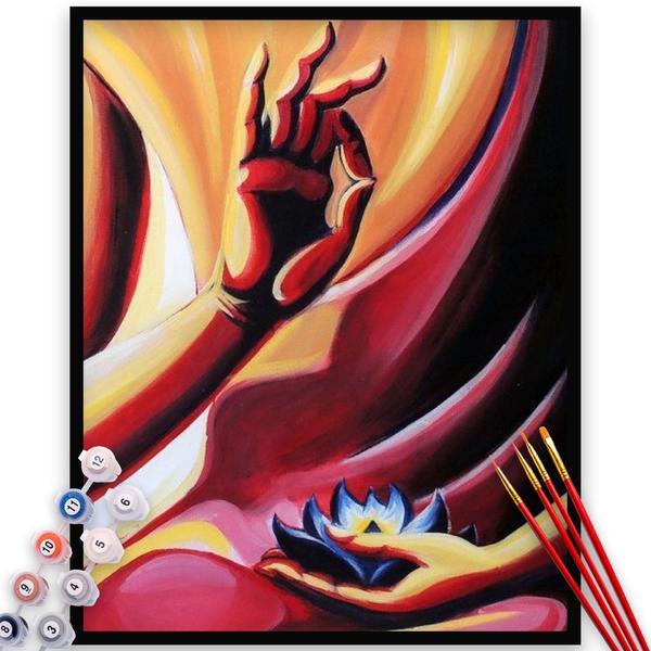 Kit pictura pe numere, panza, rama lemn, pensule si culori acrilice, 40x50 cm, erotic, m472