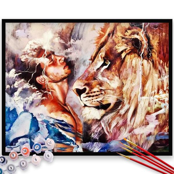 Kit pictura pe numere, panza, rama lemn, pensule si culori acrilice, 40x50 cm, abstract, m52