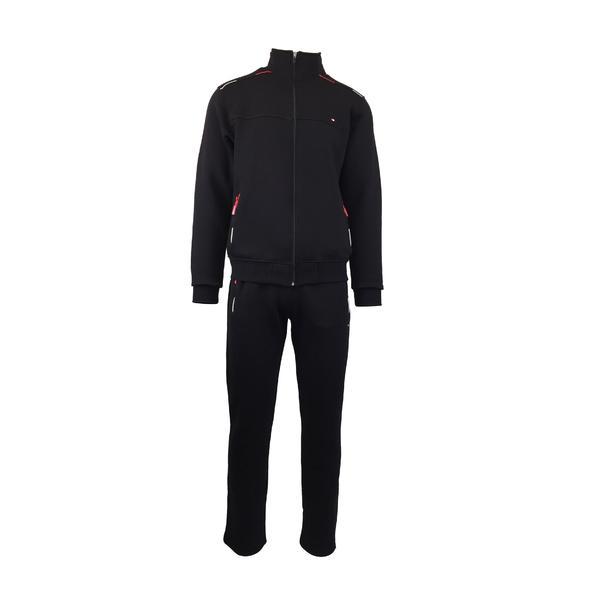 Trening barbat, univers fashion, negru, vatuit la interior, bluza cu 2 buzunare cu fermoare, pantaloni cu 3 buzunare cu fermoare, m