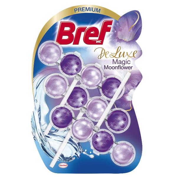 Odorizant Toaleta cu Parfum de Floarea Lunii - Bref Wc DeLuxe Magic Moonflower, 3 x 50 g