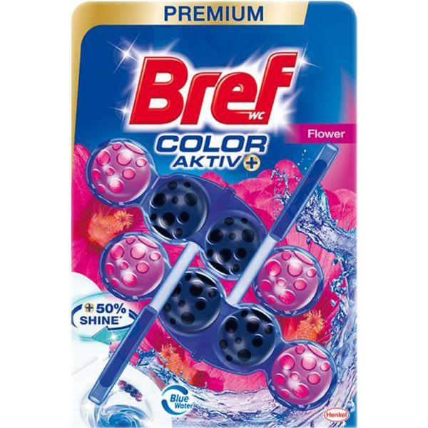 Odorizant Toaleta Colorat cu Parfum Floral - Bref Wc Color Aktiv Flower, 2x 50 g