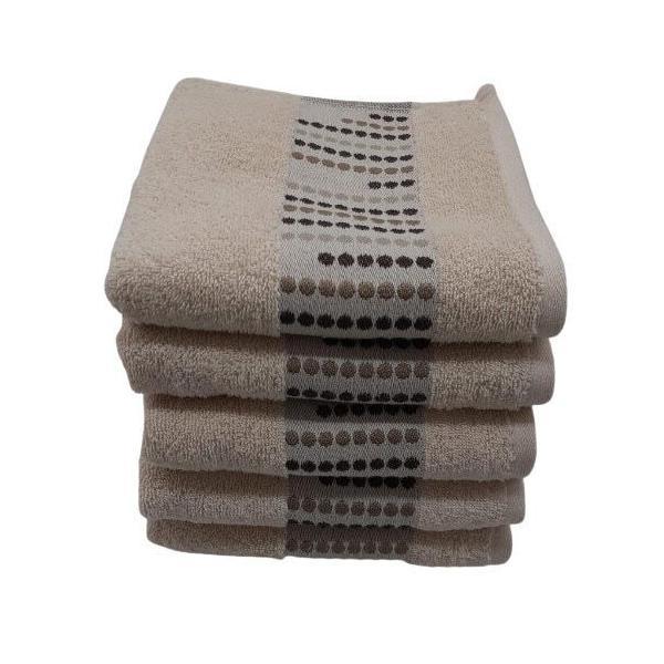 Set 5 prosoape dots, bumbac 100%, 470 gsm, 50x90cm, bej