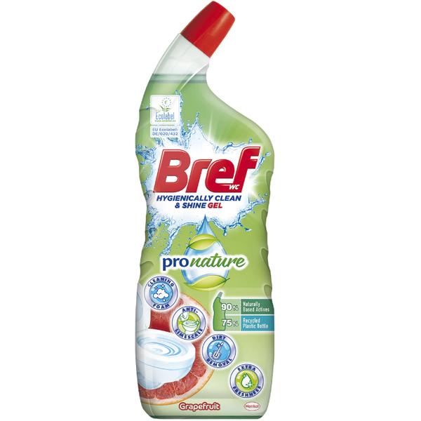 Solutie pentru Toaleta cu Parfum de Grapefruit - Bref Wc Hygienically Clean & Shine Gel Pro Nature Grapefruit, 700 ml