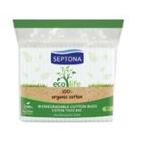 Betisoare de Urechi Biodegradabile din Bumbac Organic - Septona Eco Life 100% Organic Cotton Biodegradable Cotton Buds, 100 buc/ punga