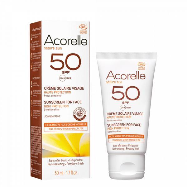 Crema bio protectie solara fata SPF 50, Acorelle, 50 ml Acorelle