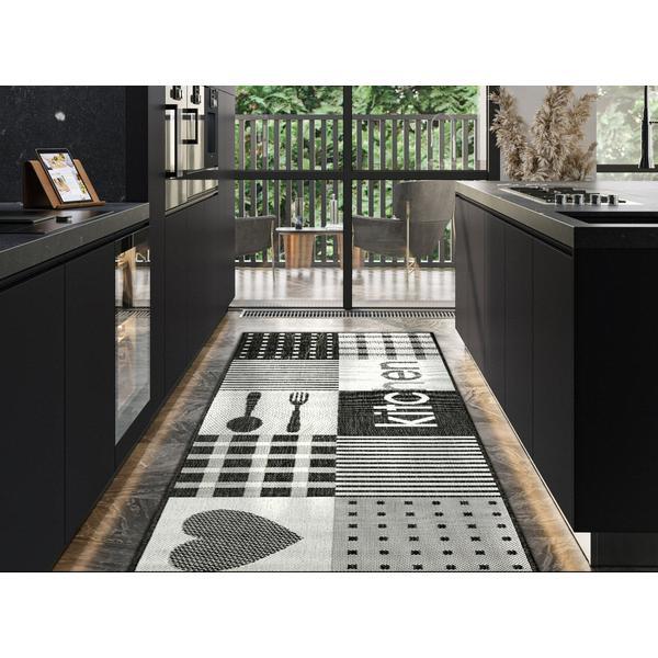 Covor Antiderapant Pentru Bucatarie, Flex 19053-08, Gri, 1.33x1.95 cm
