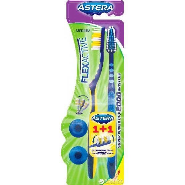 Set 2 periute de dinti flexibile medium - astera flexactive medium, 2 buc
