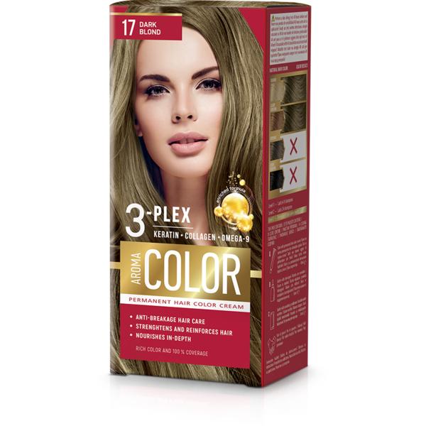 Vopsea Crema Permanenta – Aroma Color Permanent Hair Color Cream, nuanta 17 Dark Blond, 90 ml Aroma Vopsea de Par si Oxidant