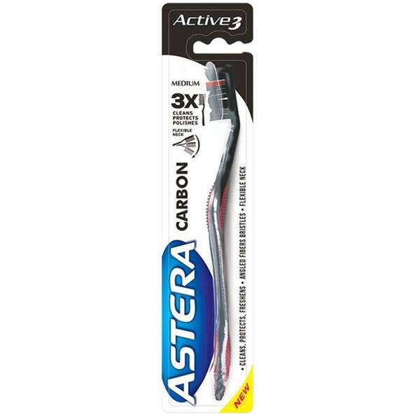 Periuta de dinti medium - astera active 3 carbon medium, 1 buc