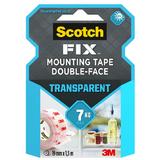 Banda Dublu Adeziva Transparenta pentru Montare - 3M Scotch Fix Tansparent Mounting Tape Double-Face, 7 kg, 19 mm x 1.5 m, 1 buc