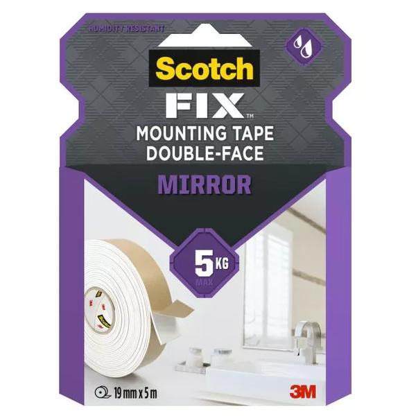 Banda Dublu Adeziva Montare Oglinzi - 3M Scotch Fix Mirror Mounting Tape, 5 kg, 19 mm x 5 m, 1 buc