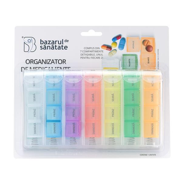 Organizator pentru medicamente cu 28 casete color