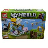 Set de constructie LB+, My World of Minecraft cu efecte luminoase si parti mobile, 221 piese