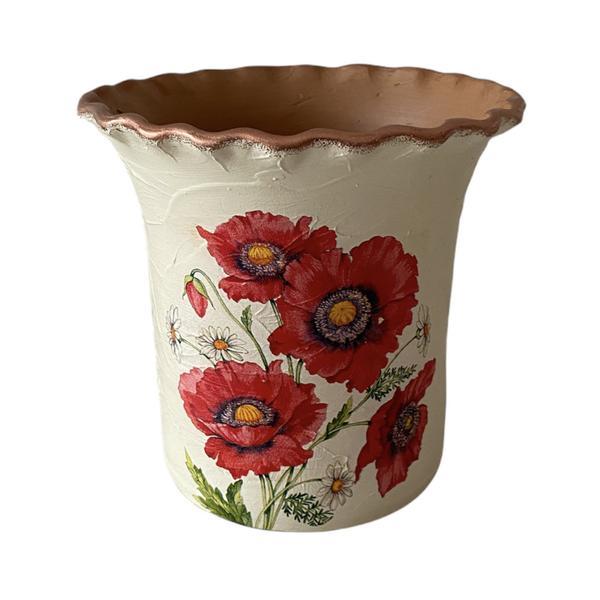 Vaza ceramica alba cu maci - ceramica martinescu
