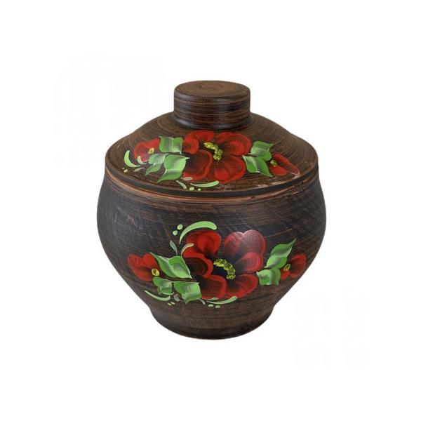 Recipient ceramic, pictat, maci - ceramica martinescu
