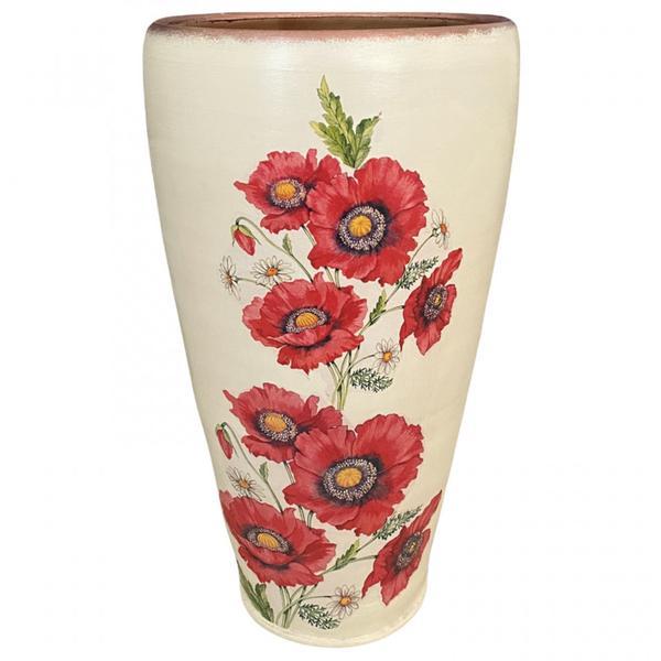 Vaza ceramica alba cu maci 32cm - ceramica martinescu
