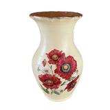 Vaza alba din ceramica cu maci - Ceramica Martinescu