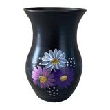 Vaza ceramica neagra cu margarete - Ceramica Martinescu