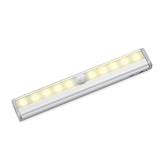 Lampa LED cu senzor de miscare, din aluminiu, 10 led-uri puternice, fara fir, cu suport magnetic, pentru dressing, dulap de bucatarie, baie, hol, scari, portabila, lumina calda