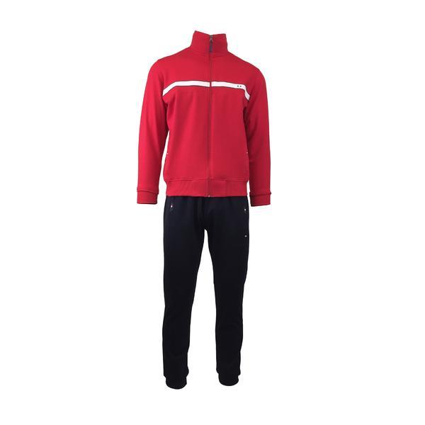 Trening barbat, univers fashion, bluza rosu, 2 buzunare cu fermoare, pantaloni bleumarin, 3 buzunare cu fermoare, 2xl