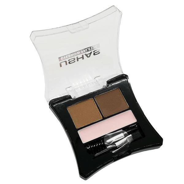 Kit Sprancene 3 in 1, 2 Nuante, Ceara si Pensule Stilizare Incluse, USHAS Eyebrow Pallete, 01, 10g #01