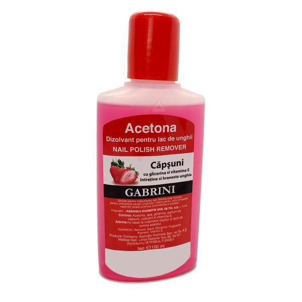 Dizolvant oja unghii, acetona Gabrini cu parfum de capsuni, 100 ml esteto.ro imagine noua