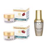 Set cadou 3 produse, Crema de zi cu rodie 50ml + Crema de noapte cu rodie 50ml + Ser din matase 30ml cu efect de lifting Health and Beauty Dead Sea Minerals