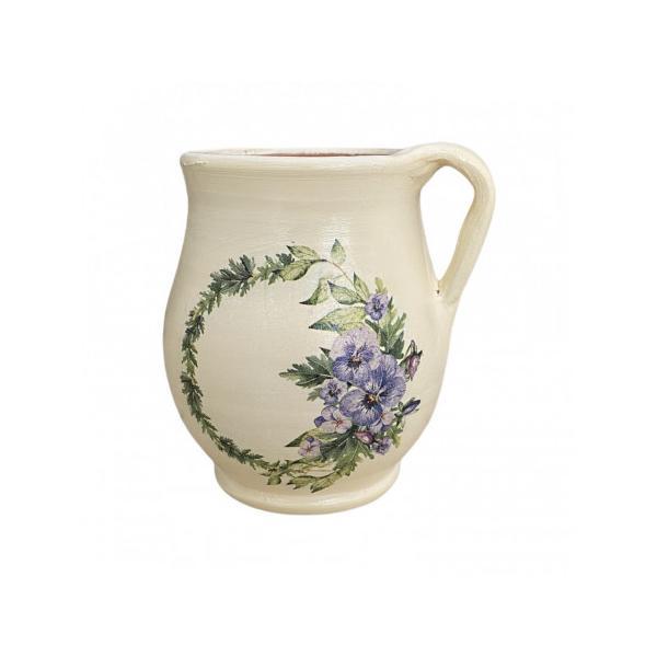 Vaza ceramica tip cana cu panselute - ceramica martinescu