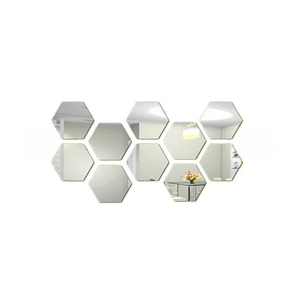 Oglinzi decorative hexagonale 18.5x16x9.3cm, set 10 buc maffstuff®