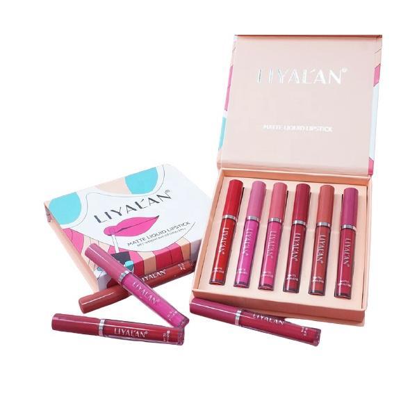 Set luciu de buze, liyal'an, 6 nuante de culori mate, waterproof, 6x2 ml
