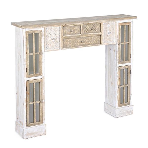 Masca pentru semineu din lemn alb maro antichizat omar 120 cm x 23 cm x 100 h - decorer