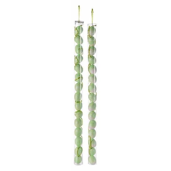 Set 30 oua decorative paste din polistiren verde cu sclipici 3x4 cm - decorer