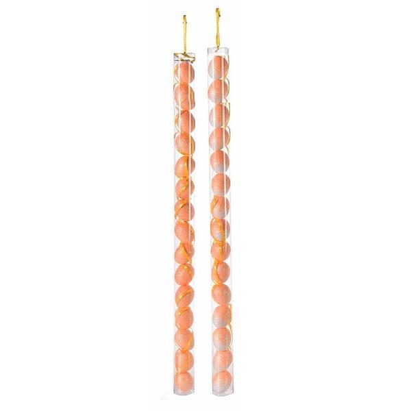 Set 30 oua decorative paste din polistiren portocaliu cu sclipici 3x4 cm - decorer