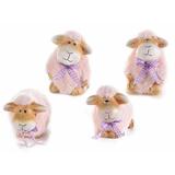 Set 4 Oite din ceramica si textil roz 8x7x10 cm - Decorer 