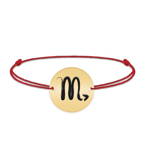Bratara snur si banut argint 925 placat cu aur galben 24k personalizat cu semn zodiacal scorpion