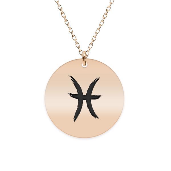 Colier argint 925 placat cu aur roz personalizat cu semn zodiacal pesti