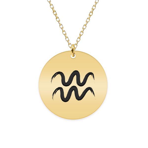 Colier argint 925 placat cu aur galben 24k personalizat cu semn zodiacal varsator