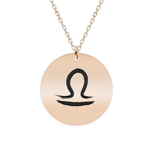 Colier argint 925 placat cu aur roz personalizat cu semn zodiacal balanta