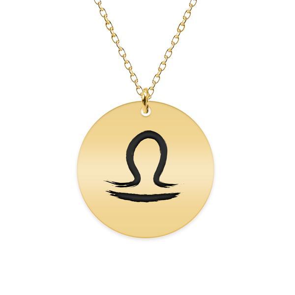 Colier argint 925 placat cu aur galben 24k personalizat cu semn zodiacal balanta