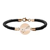 Bratara Premium din piele impletita si banut argint 925 placat cu aur Roz personalizat cu constelatii - Scorpion