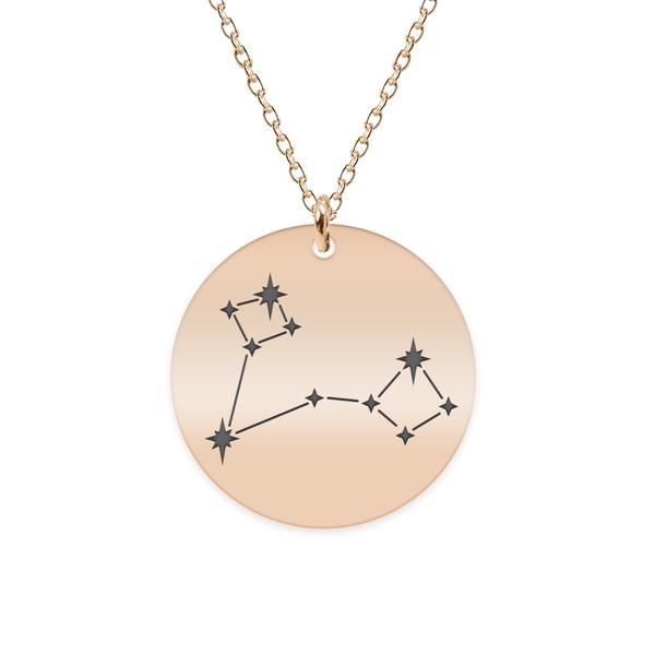 Colier argint 925 placat cu aur roz personalizat cu constelatii - pesti