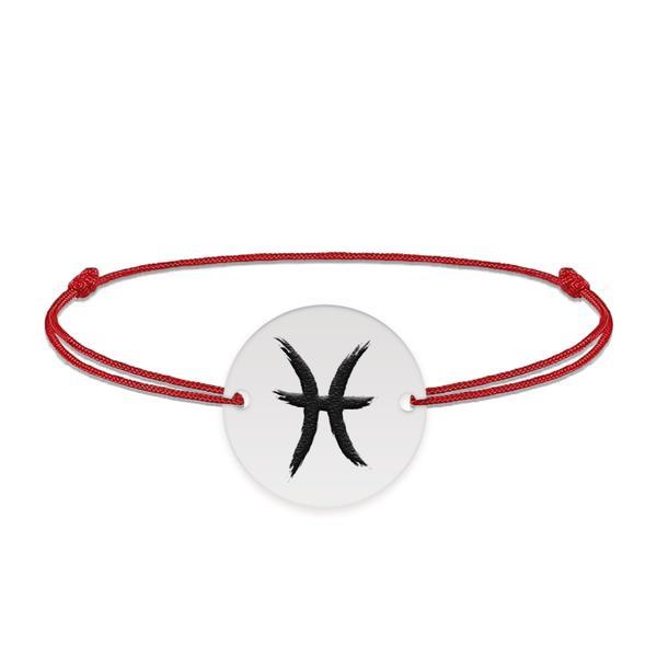 Bratara snur si banut argint 925 personalizat cu semn zodiacal pesti