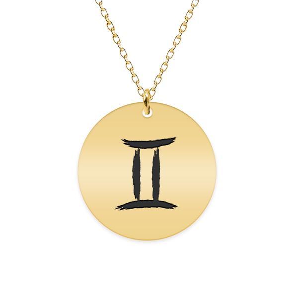 Colier argint 925 placat cu aur galben 24k personalizat cu semn zodiacal gemeni