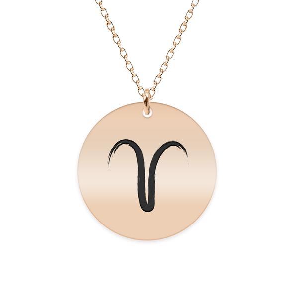 Colier argint 925 placat cu aur roz personalizat cu semn zodiacal berbec