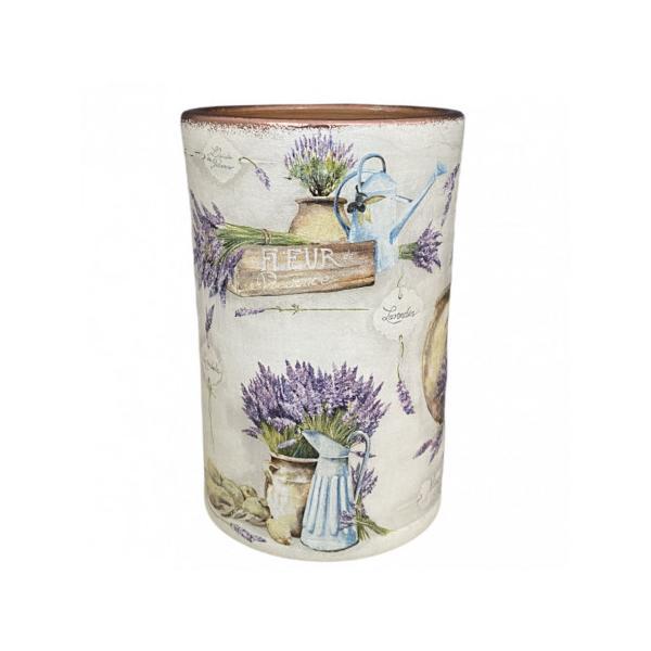 Vaza ceramica tip cilindru cu lavanda - Ceramica Martinescu