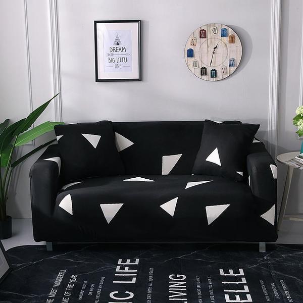 Husa pentru canapea 2 locuri, soft strech, model romburi albe, dimensiune 185x230cm