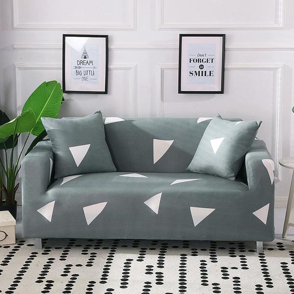 Husa pentru canapea 2 locuri, soft strech, model triunghiuri, dimensiune 185x230cm