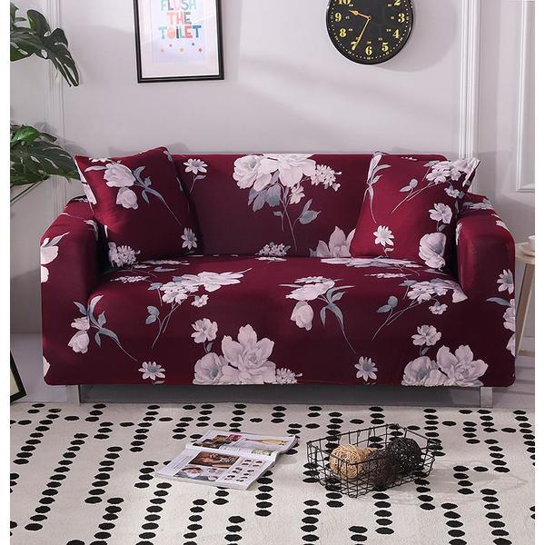 Husa pentru canapea 3 locuri, soft strech, model flori, dimensiune 185x230cm