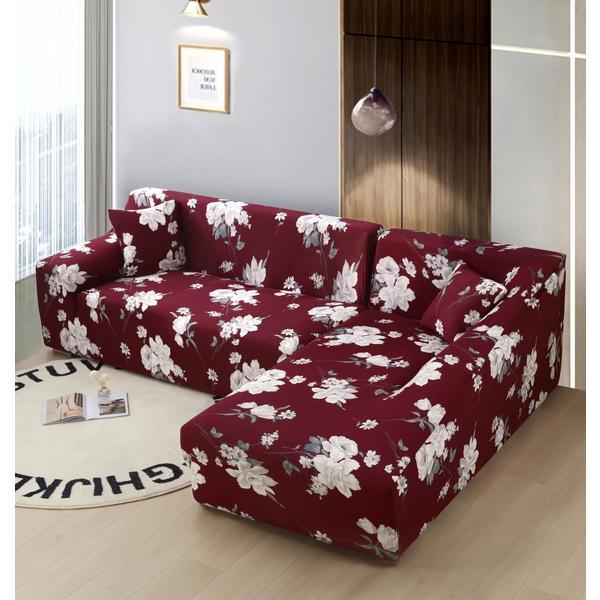 Husa pentru coltar, soft strech, model flori, dimensiune 350-500