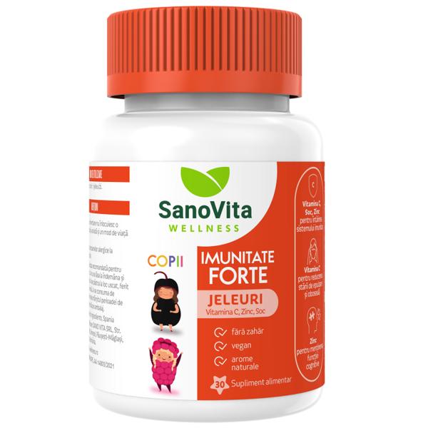 Jeleuri Imunitate Forte cu Vitamina C, Zinc si Soc, pentru Copii Sano Vita Wallness, 30 buc